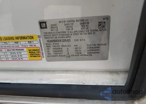 2015 Buick Enclave Leather из США, поврежденный, VIN 5GAKRBKD9FJ285425